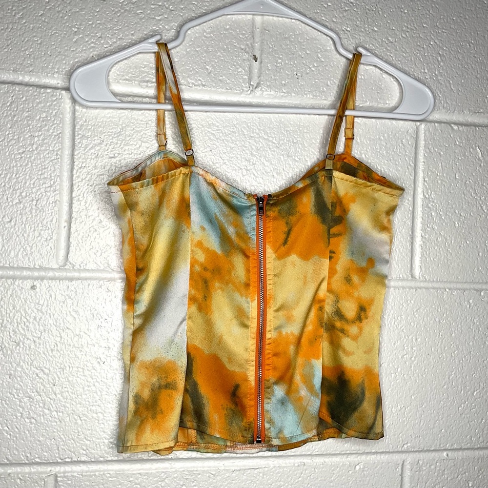 < Pretty Little Thing Orange Tie Dye Corset Top > - Picture 5 of 5